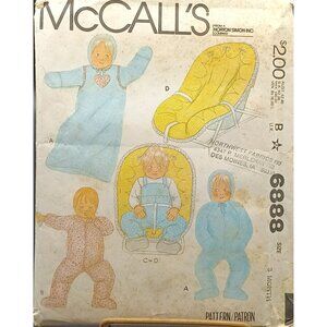 McCalls 6888 Vintage Sewing Pattern Babys Bunting Jumpsuit Overalls & Seat Cover